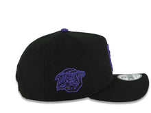 Load image into Gallery viewer, San Diego Padres New Era MLB 9FORTY 940 Adjustable A-Frame Cap Hat Black Crown/Visor Purple Logo 1998 World Series Side Patch Gray UV