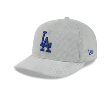 Load image into Gallery viewer, (Corduroy) Los Angeles Dodgers New Era MLB 59FIFTY 5950 Fitted Cap Hat Gray Crown/Visor Royal Blue Logo Gray UV
