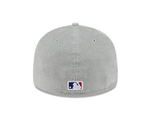 Load image into Gallery viewer, (Corduroy) Los Angeles Dodgers New Era MLB 59FIFTY 5950 Fitted Cap Hat Gray Crown/Visor Royal Blue Logo Gray UV