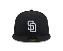 Load image into Gallery viewer, San Diego Padres New Era MLB 59FIFTY 5950 Fitted Cap Hat Black Crown/Visor White/Black Rhinestone Logo Gray UV