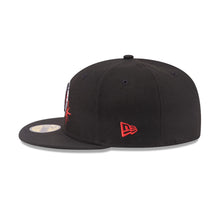 Load image into Gallery viewer, Xolos de Tijuana New Era Liga MX 59FIFTY 5950 Fitted Cap Hat Black Crown/Visor Team Color Logo Xolos Script Side Patch Gray UV
