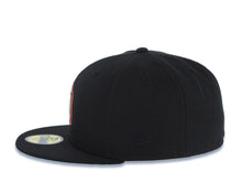 Load image into Gallery viewer, San Diego Padres New Era MLB 59FIFTY 5950 Fitted Cap Hat Black Crown/Visor Brown/Orange Flat Stitching Logo Green UV
