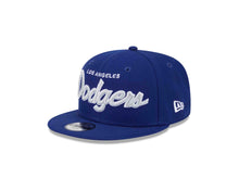Load image into Gallery viewer, (Youth) Los Angeles Dodgers New Era MLB 9FIFTY 950 Snapback Cap Hat Royal Blue Crown/Visor Light Gray/White Script Logo LA side patch Gray UV