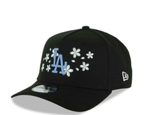 Load image into Gallery viewer, Los Angeles Dodgers New Era MLB 9FORTY 940 Adjustable A-Frame Cap Hat Black Crown/Visor Sky Blue Logo With White Cherry Blossoms Floral Side Patch