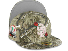 Load image into Gallery viewer, San Diego Padres New Era MLB 59FIFTY 5950 Fitted Cap Hat Real Tree Edge Camo Crown/Visor Pink/White Logo With Rose 10 Years Petco Park Side Patch