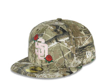 Load image into Gallery viewer, San Diego Padres New Era MLB 59FIFTY 5950 Fitted Cap Hat Real Tree Edge Camo Crown/Visor Pink/White Logo With Rose 10 Years Petco Park Side Patch