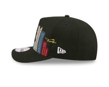 Load image into Gallery viewer, Atlanta Braves New Era MLB 9FIFTY 950 Snapback A-Frame Cap Hat Black Crown/Visor Black/White Logo With Skyline Gray UV
