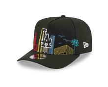 Load image into Gallery viewer, Los Angeles Dodgers New Era MLB 9FIFTY 950 Snapback A-Frame Cap Hat Black Crown/Visor Black/White Logo With Skyline Gray UV