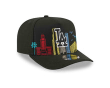 Load image into Gallery viewer, Los Angeles Dodgers New Era MLB 9FIFTY 950 Snapback A-Frame Cap Hat Black Crown/Visor Black/White Logo With Skyline Gray UV