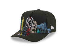 Load image into Gallery viewer, New York Yankees New Era MLB 9FIFTY 950 Snapback A-Frame Cap Hat Black Crown/Visor Black/White Logo With Skyline Gray UV