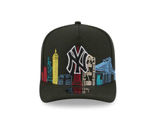 Load image into Gallery viewer, New York Yankees New Era MLB 9FIFTY 950 Snapback A-Frame Cap Hat Black Crown/Visor Black/White Logo With Skyline Gray UV