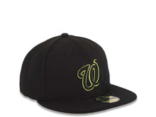Load image into Gallery viewer, Washington Nationals New Era MLB 59FIFTY 5950 Fitted Cap Hat Black Crown/Visor Black/Neon Yellow Logo