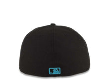 Load image into Gallery viewer, Los Angeles Dodgers New Era MLB 59FIFTY 5950 Fitted Cap Hat Black Crown/Visor Black/Aqua Logo
