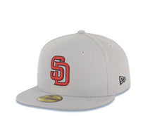 Load image into Gallery viewer, San Diego Padres New Era MLB 59FIFTY 5950 Fitted Cap Hat Gray Crown/Visor Cardinal/Black Logo