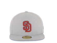 Load image into Gallery viewer, San Diego Padres New Era MLB 59FIFTY 5950 Fitted Cap Hat Gray Crown/Visor Cardinal/Black Logo
