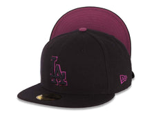 Load image into Gallery viewer, Los Angeles Dodgers New Era MLB 59FIFTY 5950 Fitted Cap Hat Dark Navy Blue Crown/Visor Navy Blue/Magenta Logo