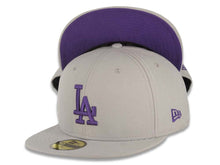 Load image into Gallery viewer, Los Angeles Dodgers New Era MLB 59FIFTY 5950 Fitted Cap Hat Gray Crown/Visor Purple Logo Purple UV