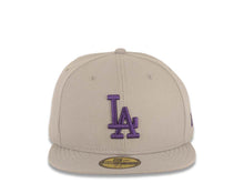 Load image into Gallery viewer, Los Angeles Dodgers New Era MLB 59FIFTY 5950 Fitted Cap Hat Gray Crown/Visor Purple Logo Purple UV