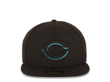 Load image into Gallery viewer, Cincinnati Reds New Era MLB 59FIFTY 5950 Fitted Cap Hat Black Crown/Visor Black/Teal Blue Logo