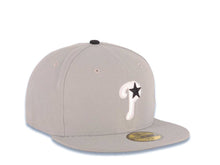 Load image into Gallery viewer, Philadelphia Phillies New Era MLB 59FIFTY 5950 Fitted Cap Hat Gray Crown/Visor White/Black Logo With Star Black UV