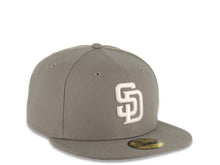 Load image into Gallery viewer, San Diego Padres New Era MLB 59FIFTY 5950 Fitted Cap Hat Gray Crown/Visor White Logo Black UV