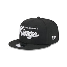 Load image into Gallery viewer, Los Angeles Kings New Era NHL 9FIFTY 950 Snapback Cap Hat Black Crown/Visor Silver/White Script/Text Logo