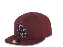 Load image into Gallery viewer, Los Angeles Dodgers New Era MLB 59FIFTY 5950 Fitted Cap Hat Maroon Crown/Visor Black/White Logo (Chenille)