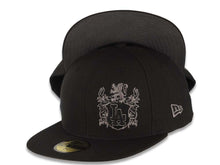 Load image into Gallery viewer, Los Angeles Dodgers New Era MLB 59FIFTY 5950 Fitted Old English Writing Cap Hat Black Crown/Visor Black/Gray Side Corner Logo