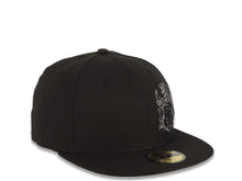 Load image into Gallery viewer, Los Angeles Dodgers New Era MLB 59FIFTY 5950 Fitted Old English Writing Cap Hat Black Crown/Visor Black/Gray Side Corner Logo