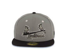 Load image into Gallery viewer, St. Louis Cardinals New Era MLB 59FIFTY 5950 Fitted 2 Birds Cap Hat Gray Crown Black Visor Gray/Black Logo