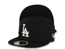 Load image into Gallery viewer, (Youth) Los Angeles Dodgers New Era MLB 59FIFTY 5950 Fitted Cap Hat Black Crown/Visor White Logo Black UV