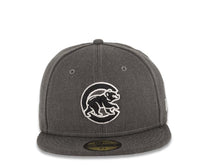 Load image into Gallery viewer, Chicago Cubs New Era MLB 59FIFTY 5950 Fitted Heather Cap Hat Gray Crown/Visor Black/White Logo