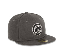 Load image into Gallery viewer, Chicago Cubs New Era MLB 59FIFTY 5950 Fitted Heather Cap Hat Gray Crown/Visor Black/White Logo