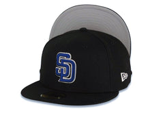 Load image into Gallery viewer, San Diego Padres New Era MLB 59FIFTY 5950 Fitted Cap Hat Black Crown/Visor Blue/White Logo