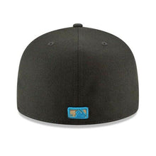 Load image into Gallery viewer, Miami Marlins New Era MLB 59FIFTY 5950 Fitted Cap Hat Black Crown/Visor Metallic Gold/Blue Logo