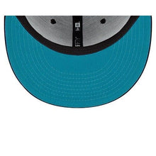 Load image into Gallery viewer, Miami Marlins New Era MLB 59FIFTY 5950 Fitted Cap Hat Black Crown/Visor Metallic Gold/Blue Logo