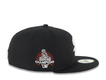 Load image into Gallery viewer, Chicago White Sox New Era MLB 59FIFTY 5950 Fitted Cap Hat Black Crown/Visor White Logo with Rose 2005 World Series Side Patch