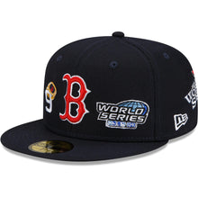 Load image into Gallery viewer, Boston Red Sox New Era MLB 59FIFTY 5950 Fitted Cap Hat Navy Blue Crown/Visor Team Color Logo (9x Count The Rings)