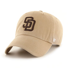 Load image into Gallery viewer, San Diego Padres '47 Brand MLB Clean Up Adjustable Cap Hat Khaki Crown/Visor Brown Logo