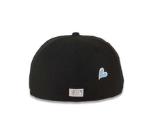 Load image into Gallery viewer, San Diego Padres New Era MLB 59FIFTY 5950 Fitted Cap Hat Black Crown/Visor White Logo With Palm Trees Heart Back Logo 25th Anniversary Side Patch