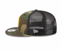 Load image into Gallery viewer, San Diego Padres New Era MLB 9FIFTY 950 Trucker Mesh Snapback Cap Hat Camo/Black Crown/Visor Yellow Logo
