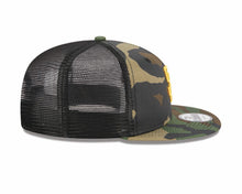 Load image into Gallery viewer, San Diego Padres New Era MLB 9FIFTY 950 Trucker Mesh Snapback Cap Hat Camo/Black Crown/Visor Yellow Logo