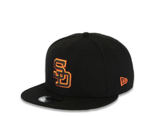 Load image into Gallery viewer, San Diego Padres New Era MLB 9FIFTY 950 Snapback Cap Hat Black Crown/Visor Brown/Yellow/Orange Cooperstown Logo 50th Anniversary Side Patch Green UV