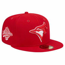 Load image into Gallery viewer, Toronto Blue Jays New Era MLB 59FIFTY 5950 Fitted Cap Hat Red Crown/Visor Red/White Logo 1993 World Series Side Patch Gray UV