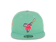 Load image into Gallery viewer, (City Connect Colors) San Diego Padres New Era MLB 59FIFTY 5950 Fitted Cap Hat Light Teal Crown/Visor Magenta/Yellow Swinging Friar Logo Stadium Side Patch
