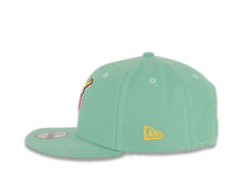 Load image into Gallery viewer, (City Connect Colors) San Diego Padres New Era MLB 9FIFTY 950 Snapback Cap Hat Light Teal Crown/Visor Magenta/Yellow Swinging Friar Logo Stadium Side Patch