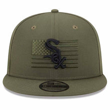Load image into Gallery viewer, Chicago White Sox New Era MLB 9FIFTY 950 Snapback Cap Hat Olive Green Crown/Visor Black Logo (2023 Armed Forces Day)