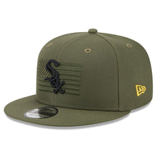 Load image into Gallery viewer, Chicago White Sox New Era MLB 9FIFTY 950 Snapback Cap Hat Olive Green Crown/Visor Black Logo (2023 Armed Forces Day)