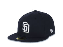 Load image into Gallery viewer, San Diego Padres New Era MLB 59FIFTY 5950 Fitted Cap Hat Navy Blue Crown/Visor White Logo 40th Anniversary Side Patch Gray UV