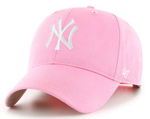 Load image into Gallery viewer, New York Yankees '47 Brand MLB MVP Adjustable Cap Hat Pink Crown/Visor White Logo